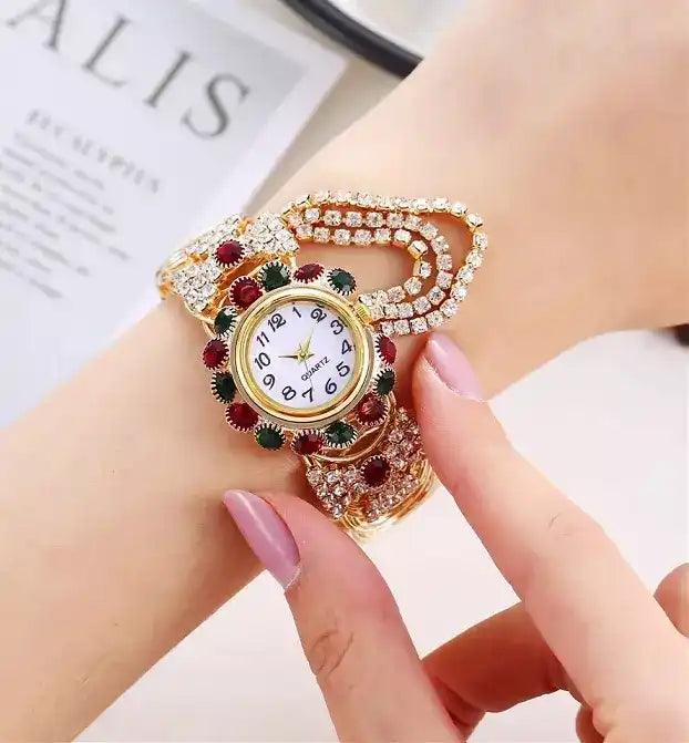 RELOJ PULSERA CON PENDIENTES TIPO CRISTAL - EXPRESS 🇨🇱